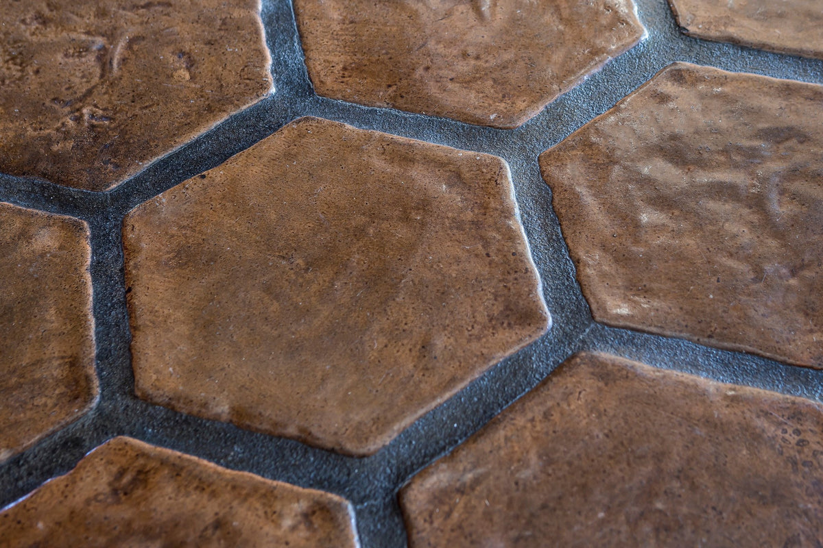 Hexagon tile with dark grout