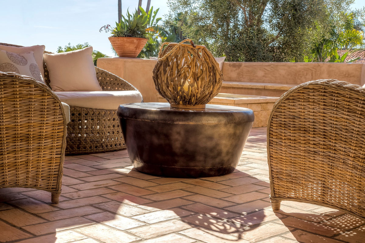 Herringbone brick around the seating