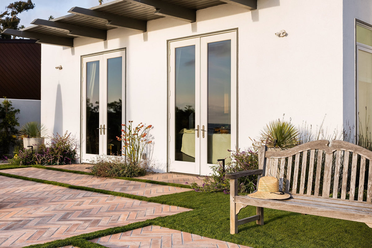 Herringbone bands set in lawn