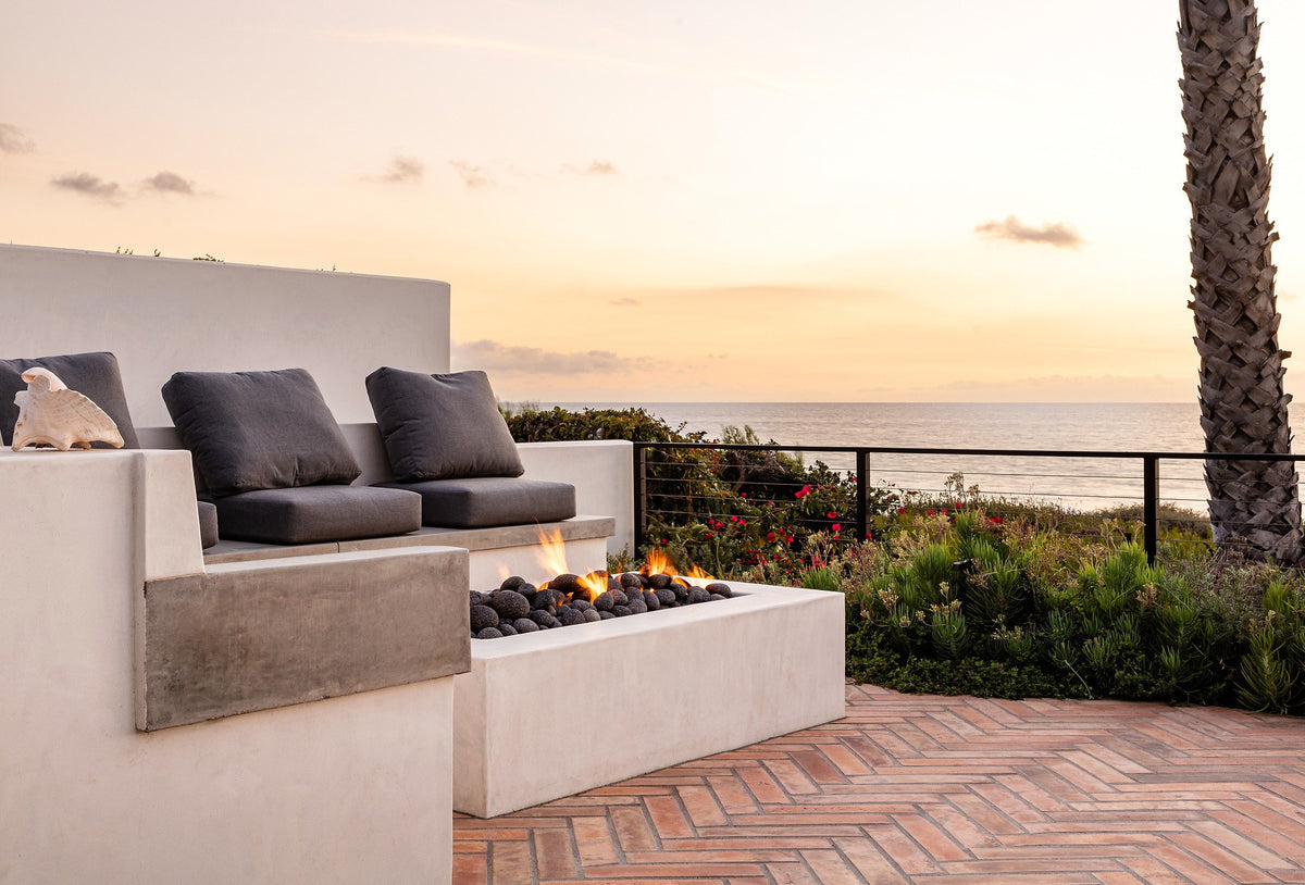 Fire pit seating at sunset