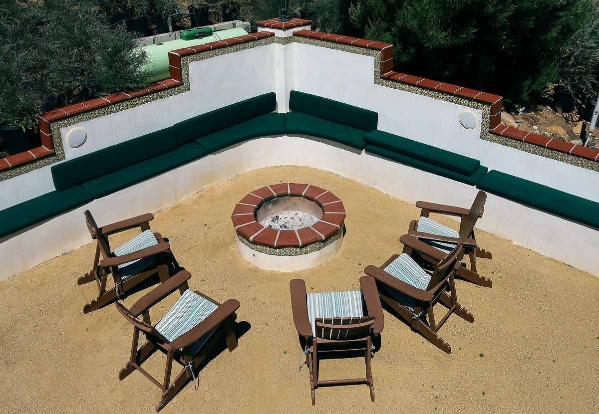 Fire pit wall finished with Monrovia caps