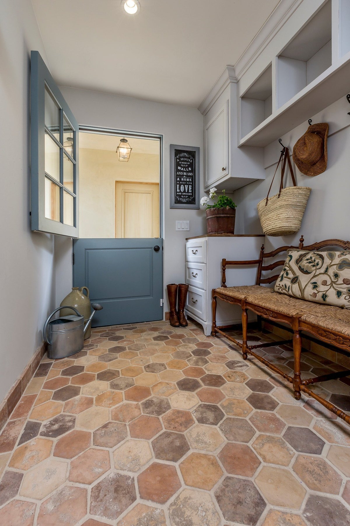 Mud room with Dutch door