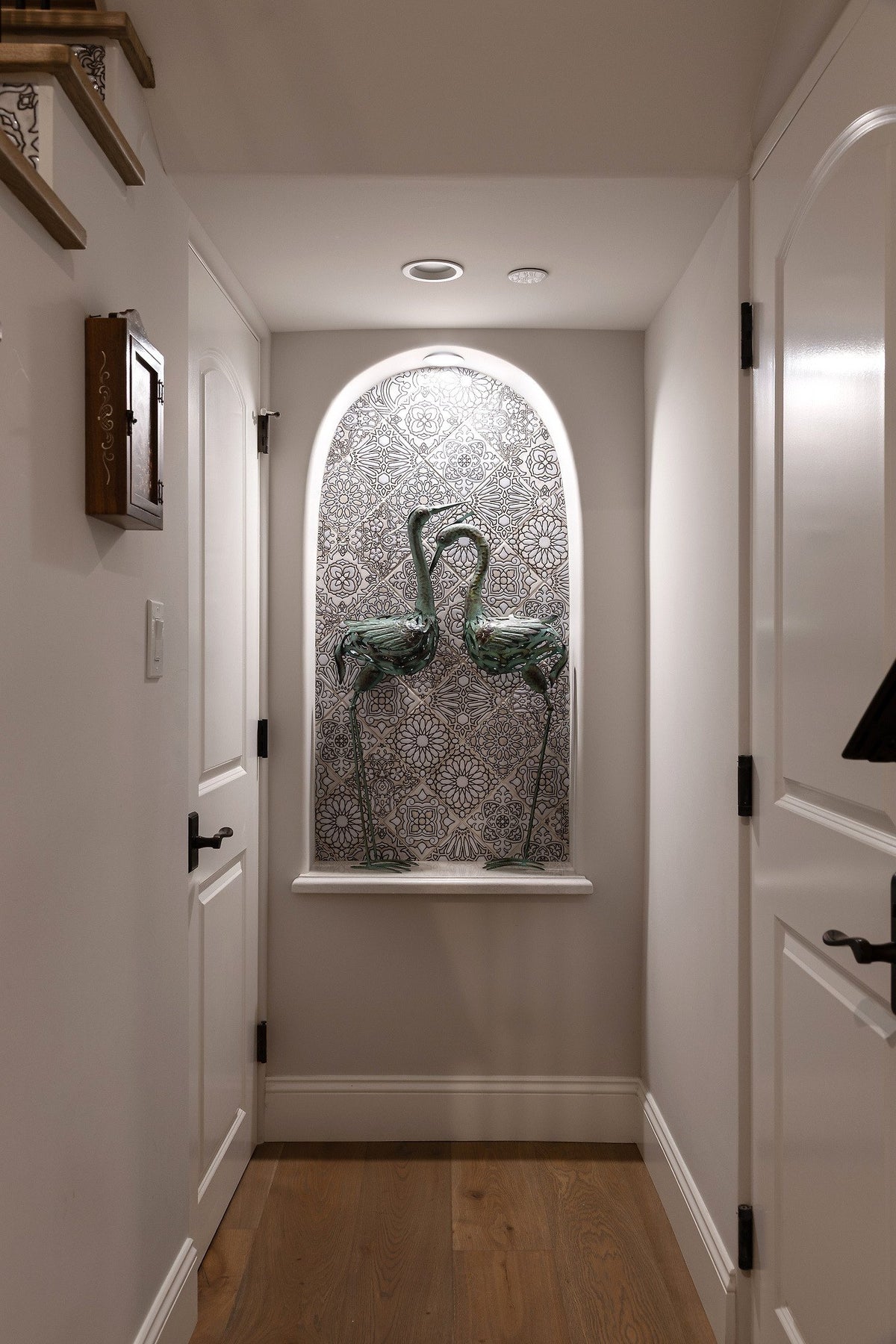 Hallway view of the tiled niche