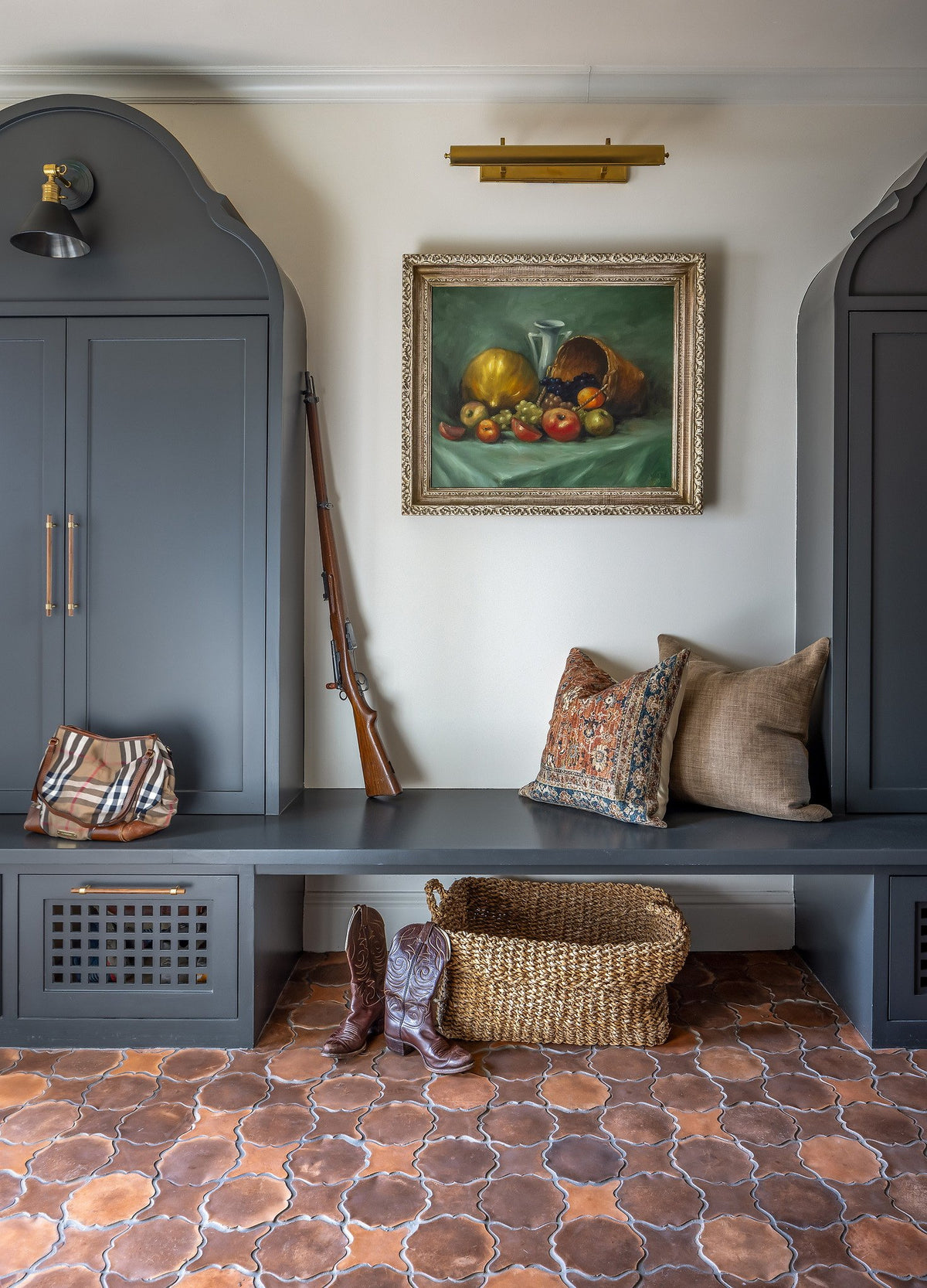 Mudroom bench on Spanish Cotto floor