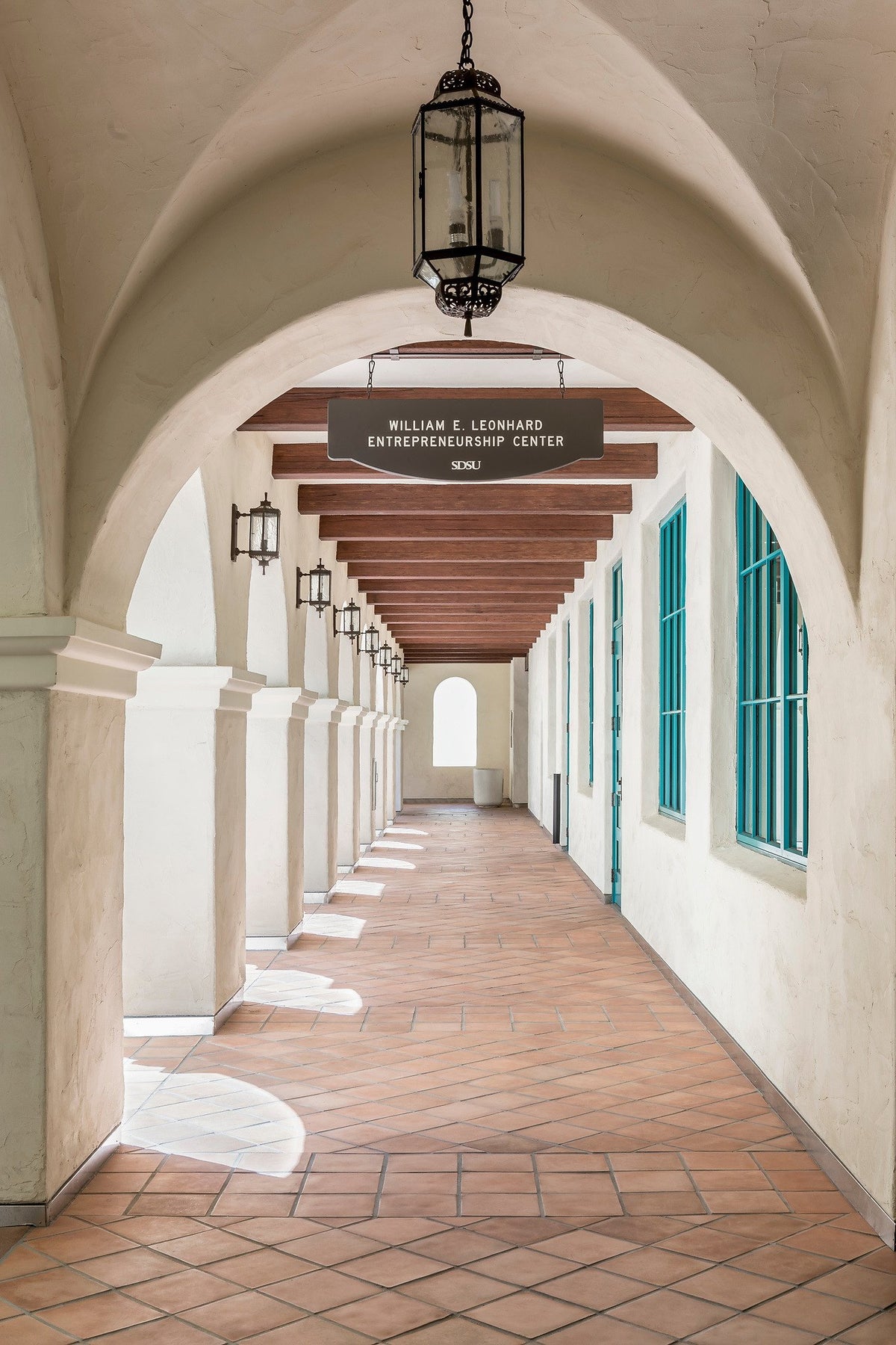 Vaulted arcade with iron lantern