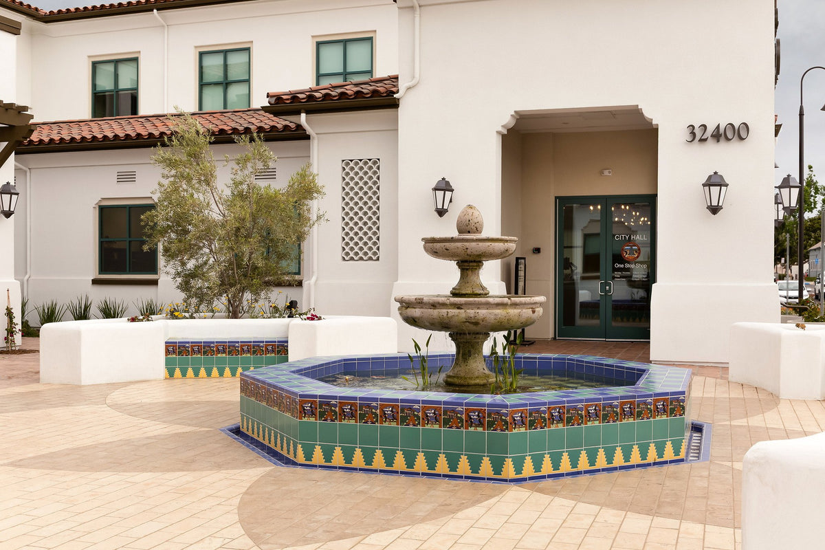 Octagonal fountain in front of City Hall