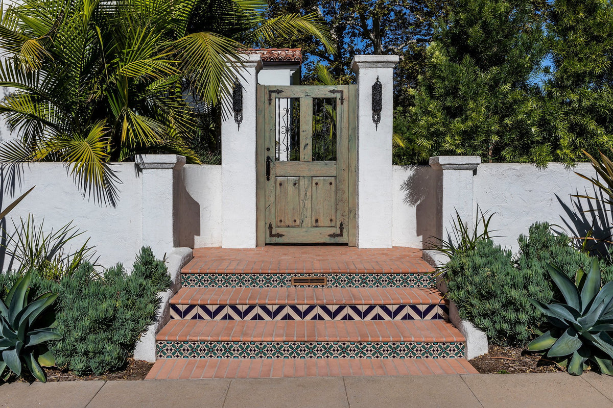 Garden gate with tiled steps