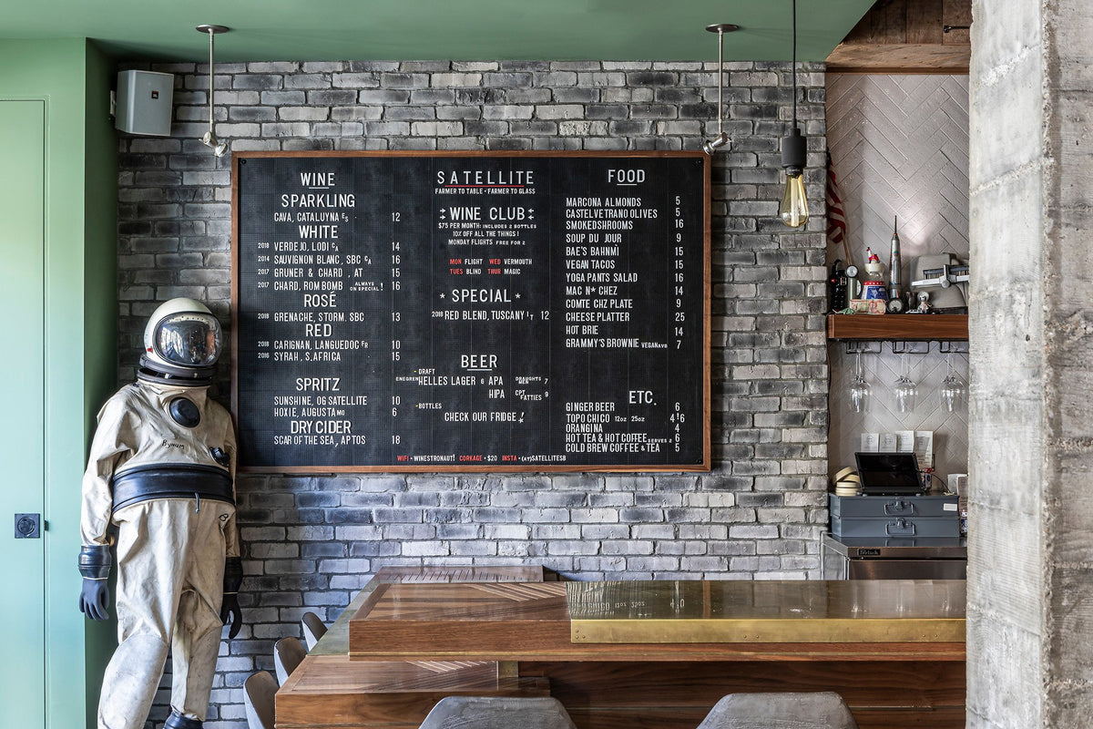 Menu wall above the counter