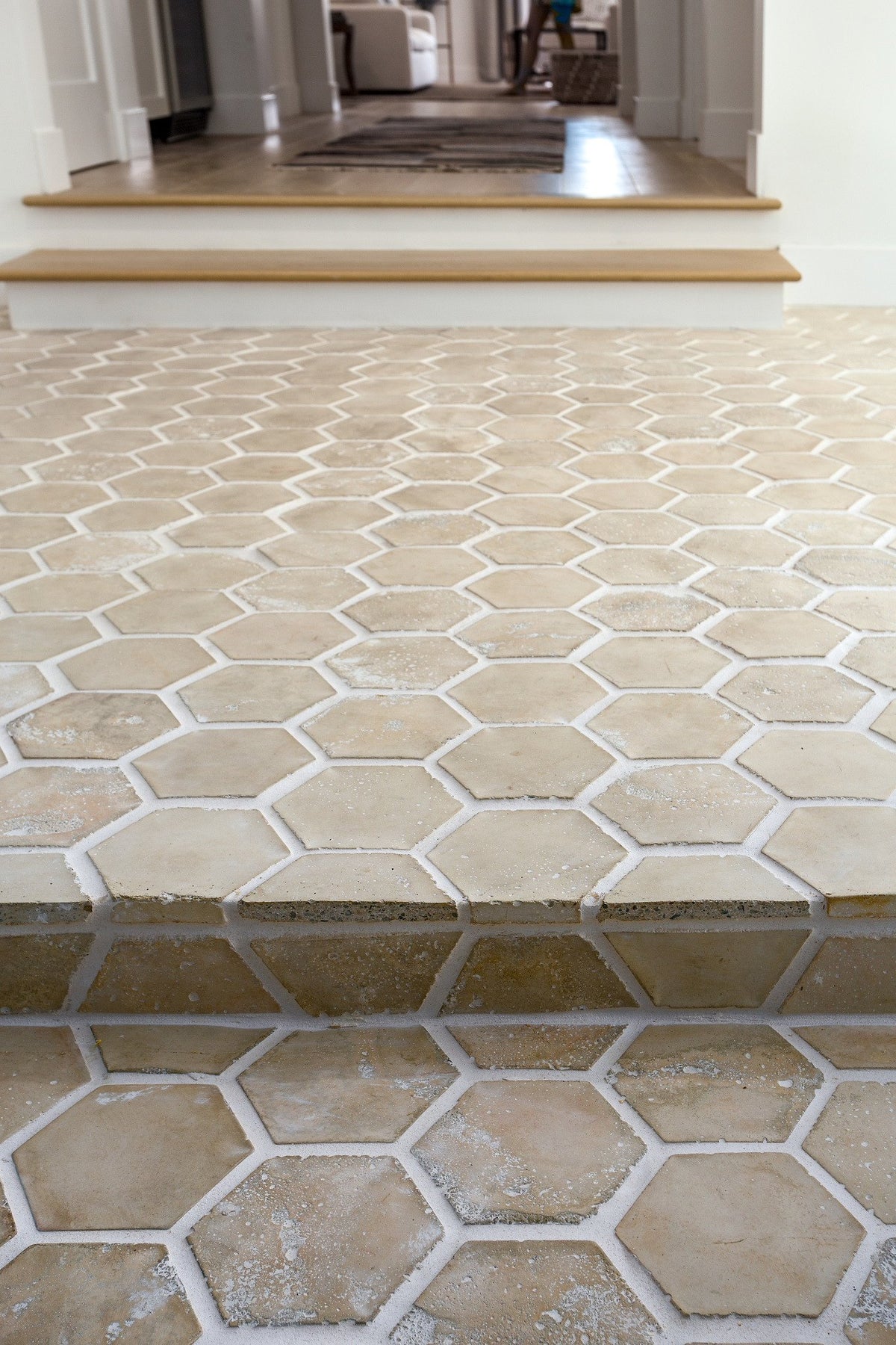 Hexagon floor at a step