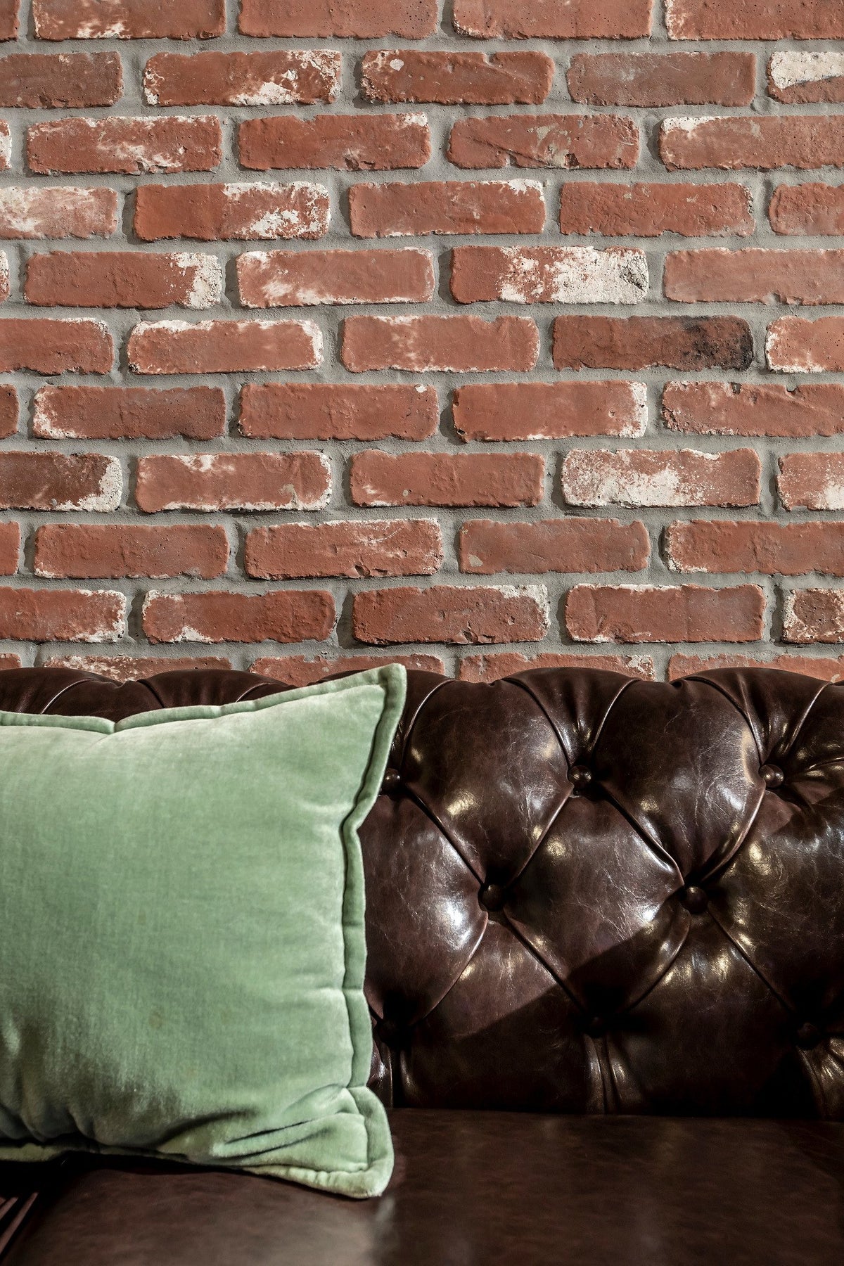 Close-up of Used Red brick texture
