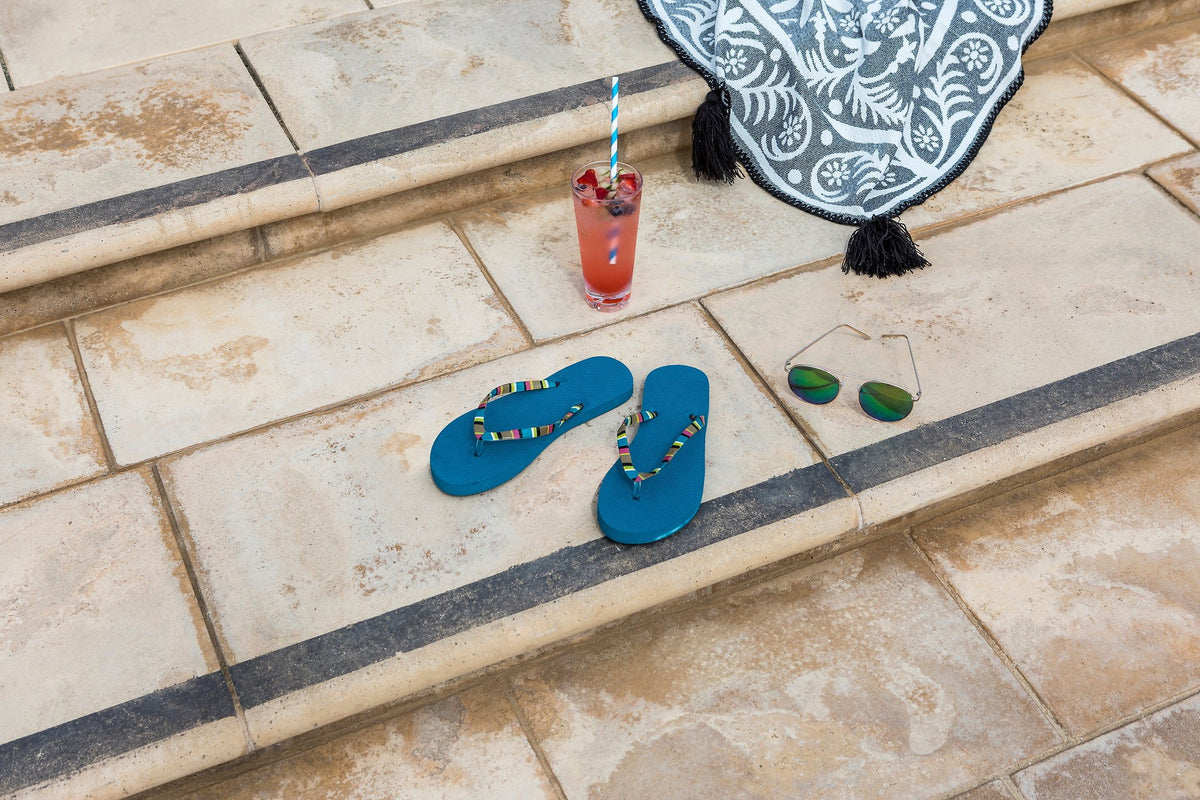 Paver steps with limestone texture