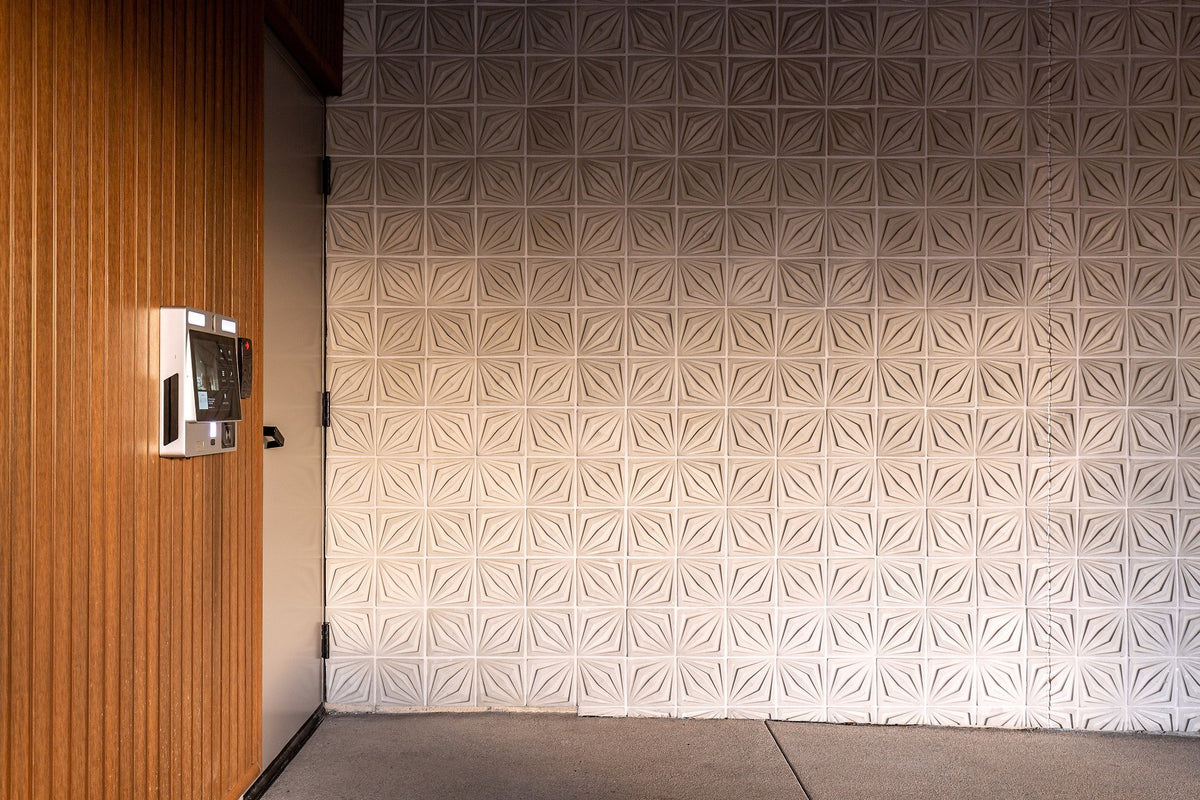 Compass wall beside wood slats