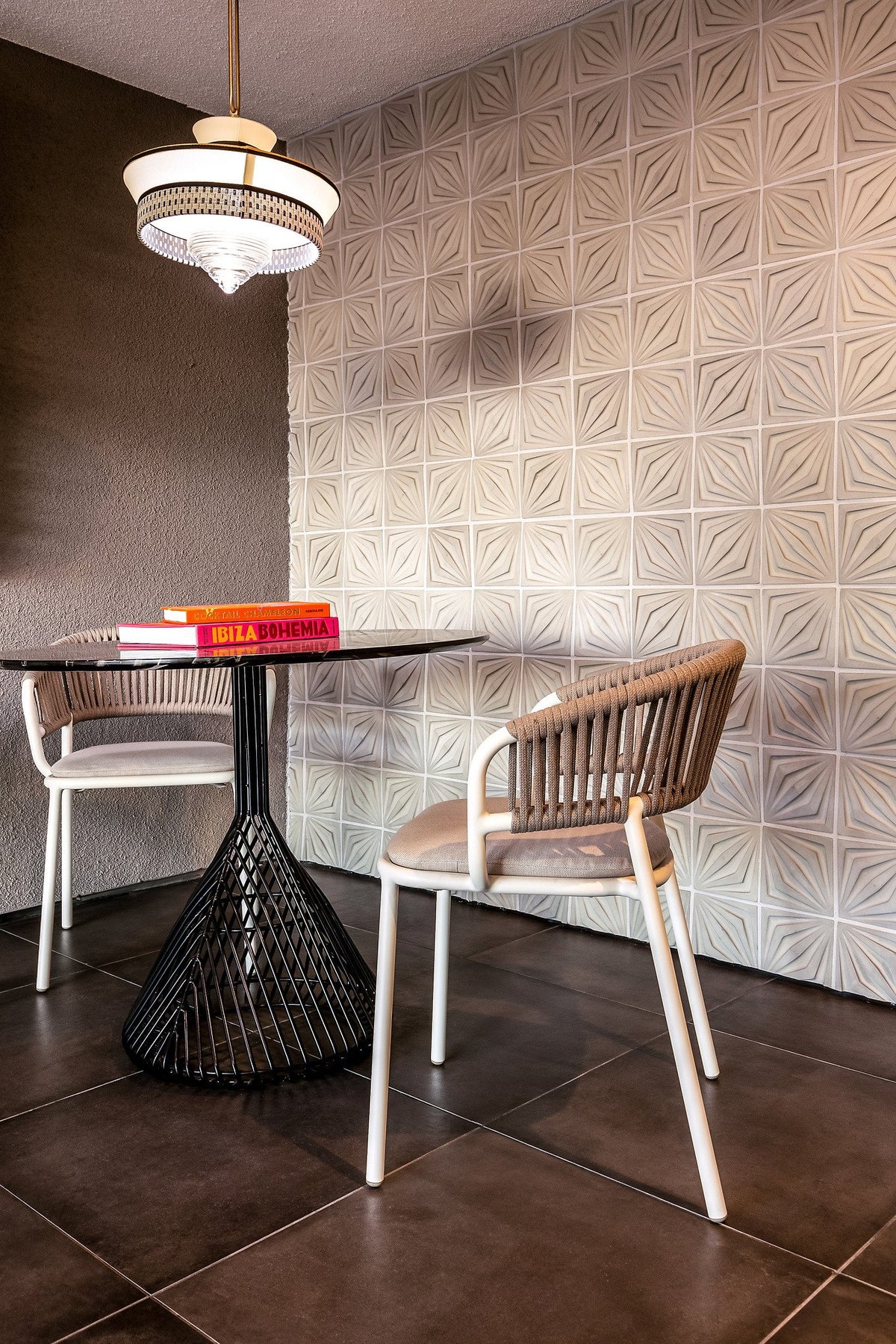 Bistro table against Compass tile