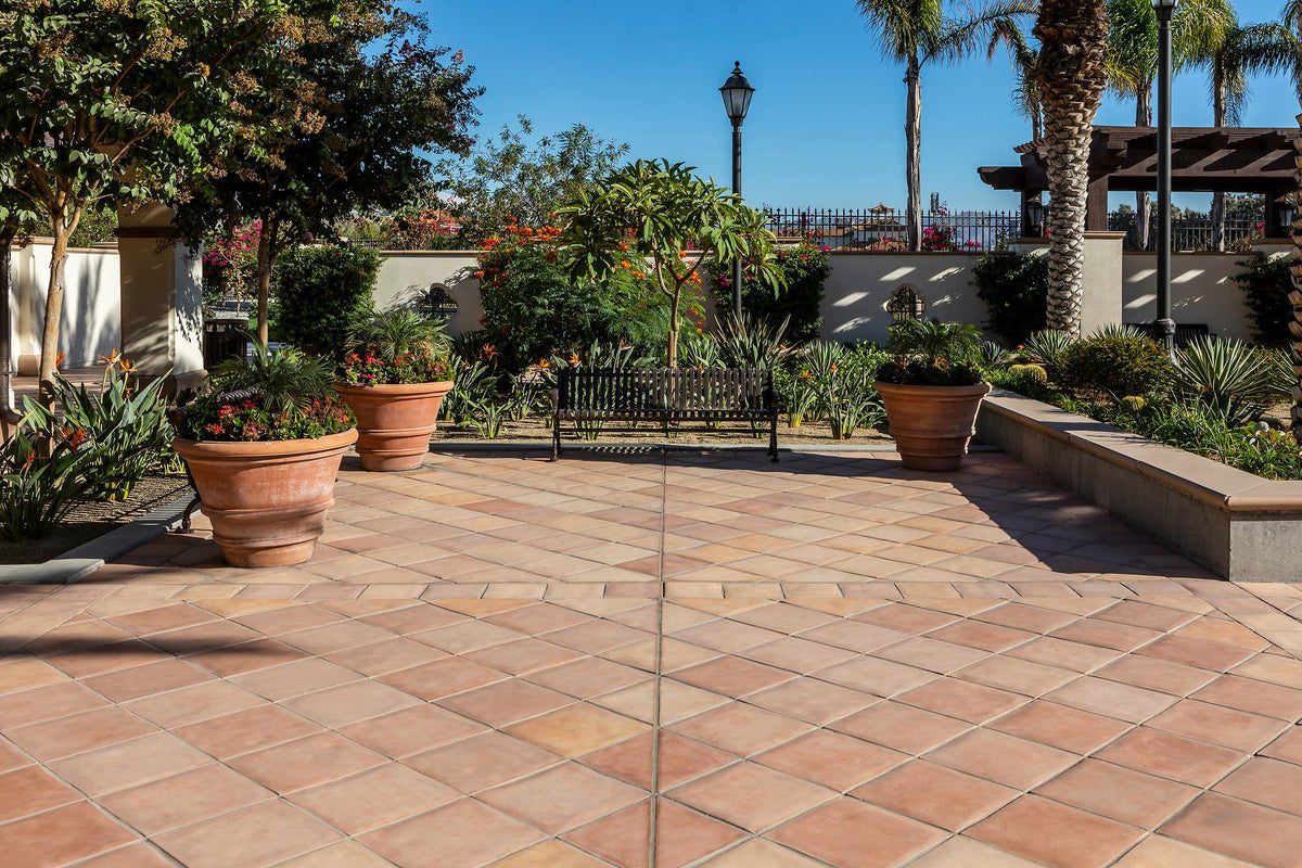 Planters on the Spanish Cotto plaza