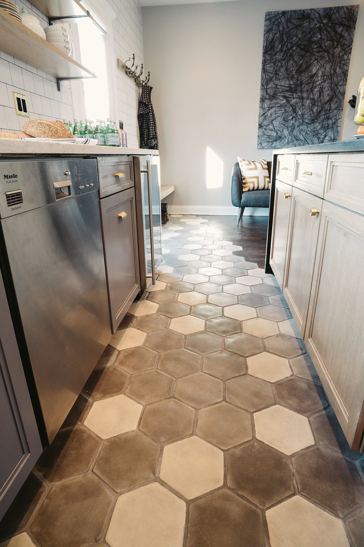 Three grays along the galley