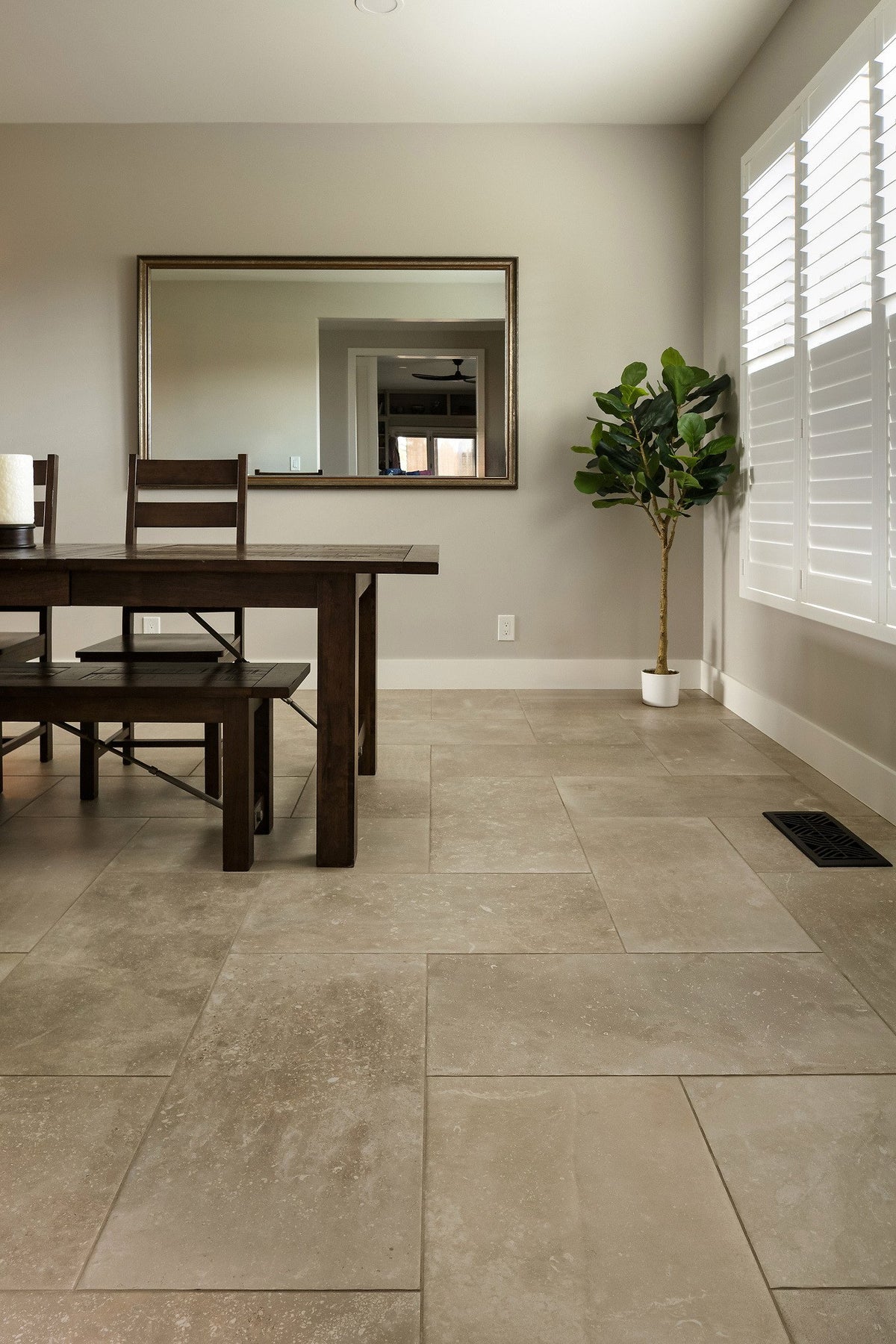 Dining area on the porcelain floor