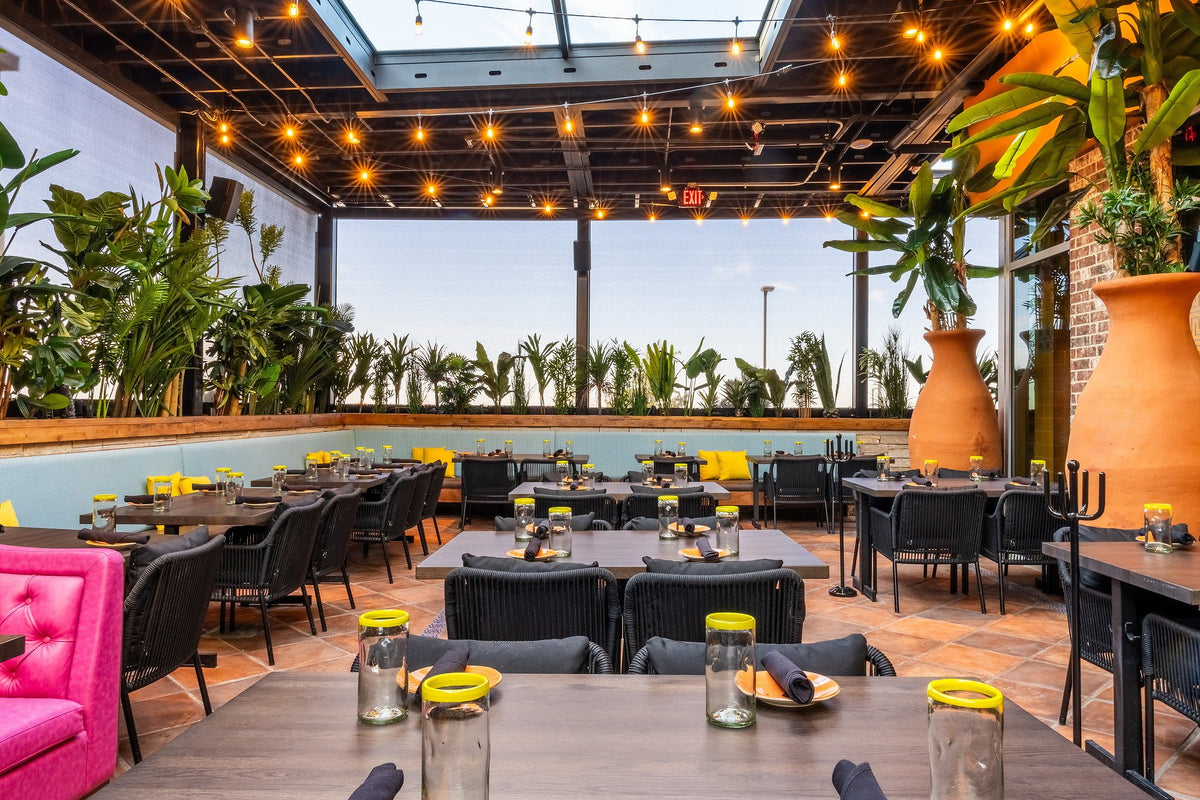 Dining area by the open windows