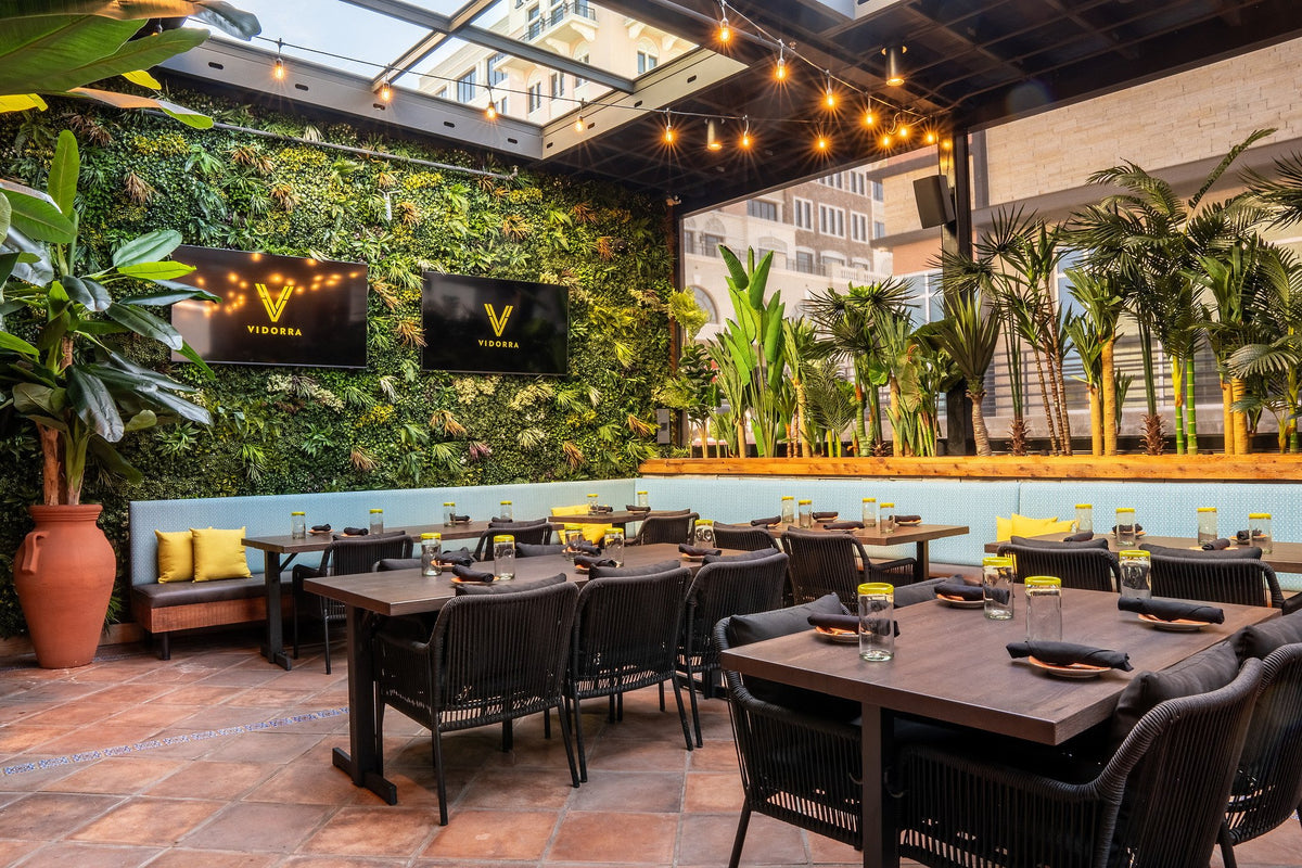 Living wall above the tiled floor