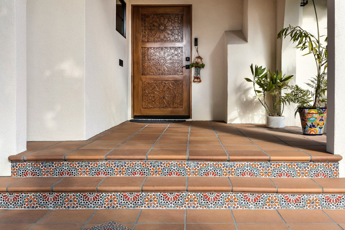 Front porch with hand-painted stair risers