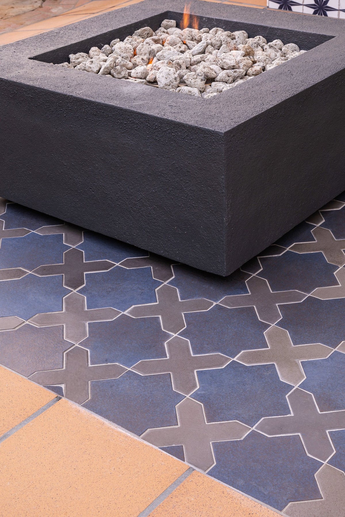 Fire pit on Persian Blue and Ash