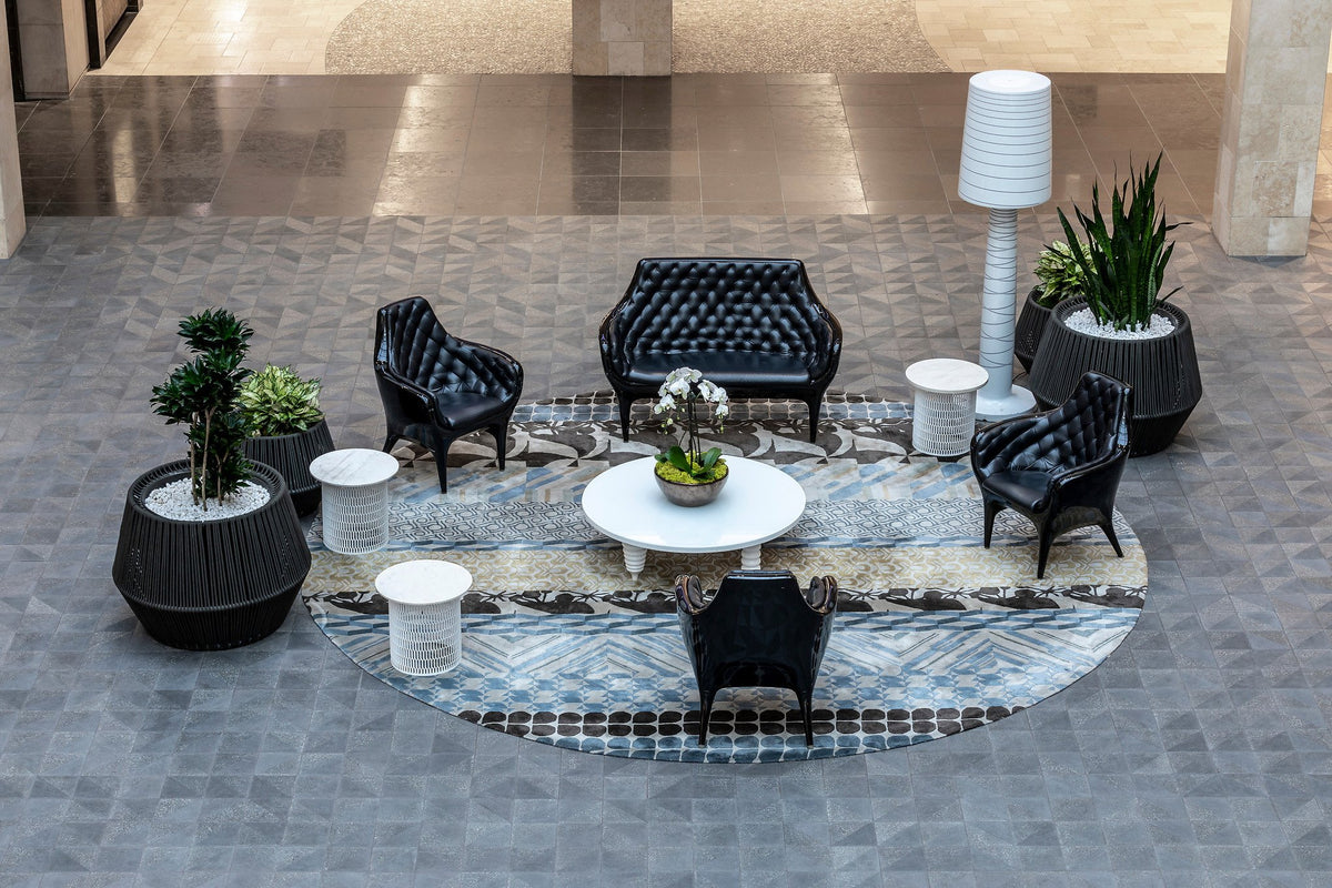 Lounge seating on the patterned floor