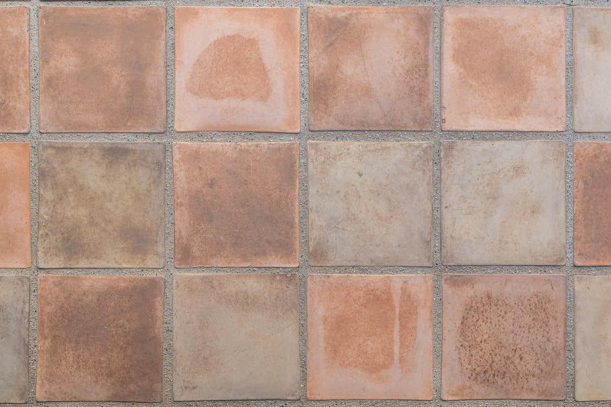 Close-up of handmade 8x8 tiles